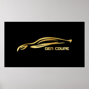 Póster Logotipo Dourado da silhueta do cupé da génese