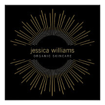 Logotipo Dourado Sunburst de Bela Elegante em Pret