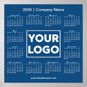 Poster Logotipo e nome da empresa no calendário 2026 - Az