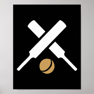 Poster Logotipo em Silhueta do Esporte Críquete