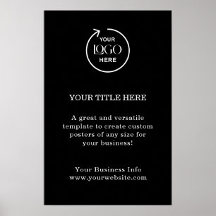 Poster Logotipo Empresarial Preto Minimalista Moderno S