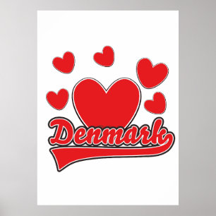 Poster Logotipo estilo vintage Amo Dinamarca