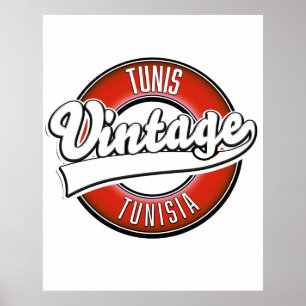Poster logotipo estilo vintage Tunis Tunísia