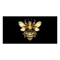 Logotipo Faux Gold Foil Polygonal da Abelha em Pre