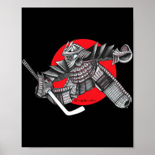 Poster Logotipo Gráfico do Hockey Warrior Goalie Red Sun