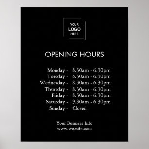 Poster Logotipo Moderno de Empresa Negra Exibir Horário d