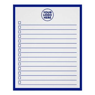 Póster Logotipo Moderno de Negócios Azul Marinho Lista de