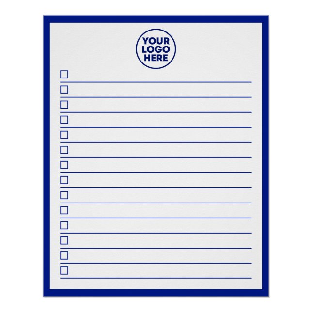 Póster Logotipo Moderno de Negócios Azul Marinho Lista de (Frente)
