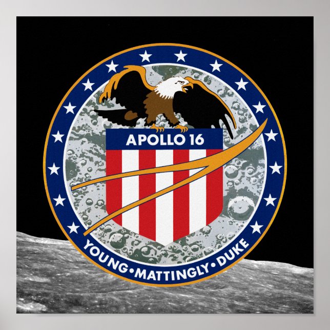 Póster Logotipo patch da missão Apollo 16 NASA (Frente)