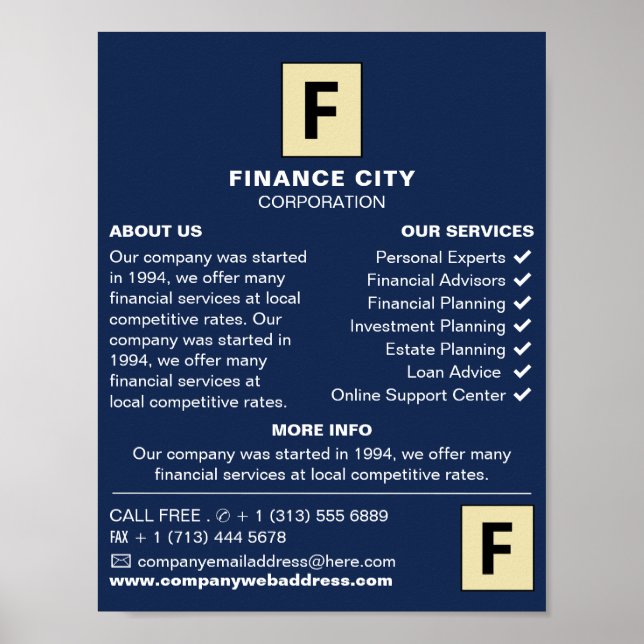 Poster Logotipo personalizado, anúncio comercial e financ (Frente)