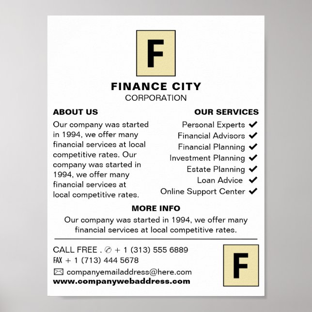 Poster Logotipo personalizado, anúncio comercial e financ (Frente)