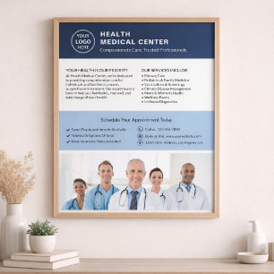 Poster Logotipo Personalizado Foto QR Clínica de Saúde Mé