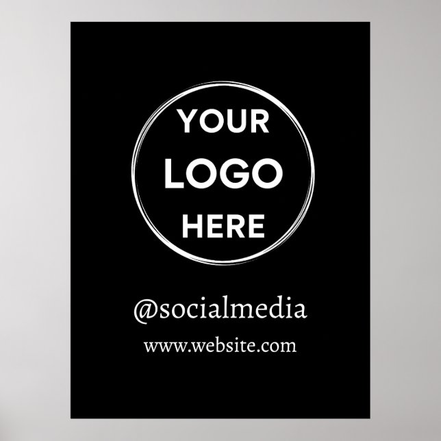 Poster Logotipo personalizado Mídia social preto mínimo (Frente)