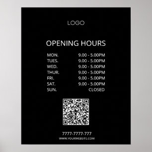 Poster Logotipo Personalizado Simples de Horas de Abertur