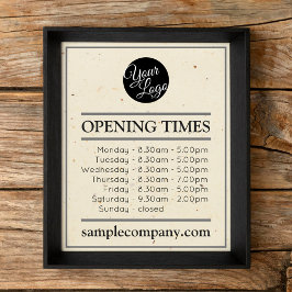 Poster Logotipo Personalizável E Horas De Abertura De Neg