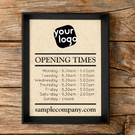 Póster Logotipo Personalizável E Horas De Abertura De Neg