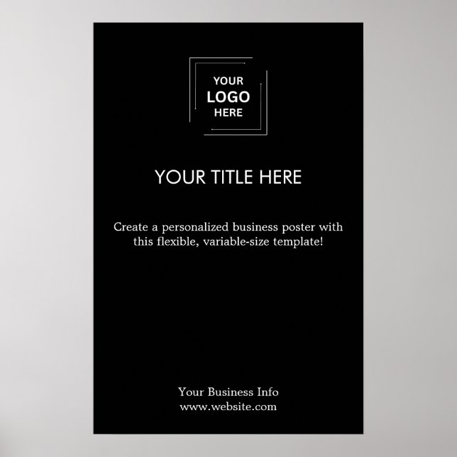 Poster Logotipo Promocional de Negócios Preto Simples Mod (Frente)