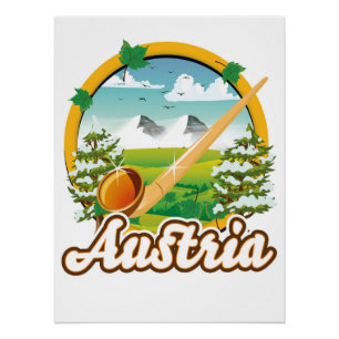 Póster Logotipo retro viagem da Áustria