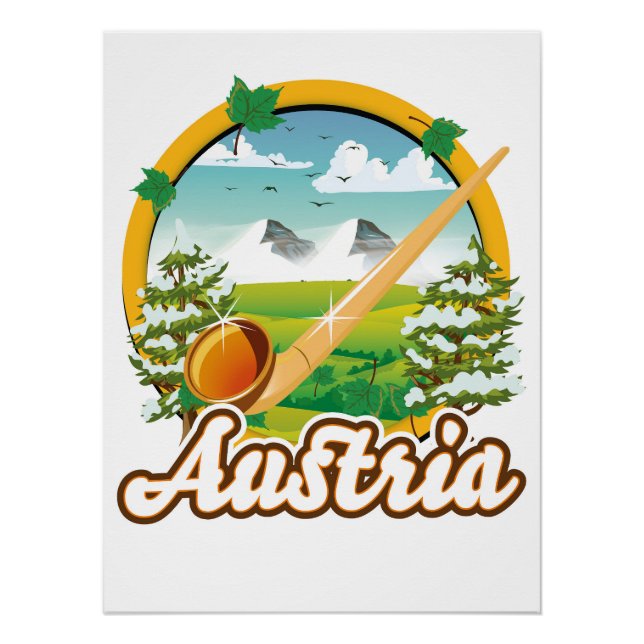 Póster Logotipo retro viagem da Áustria (Frente)