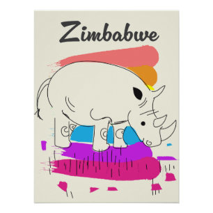 Póster logotipo retro viagem do Zimbábue