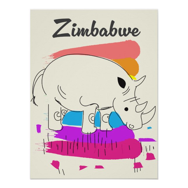 Póster logotipo retro viagem do Zimbábue (Frente)