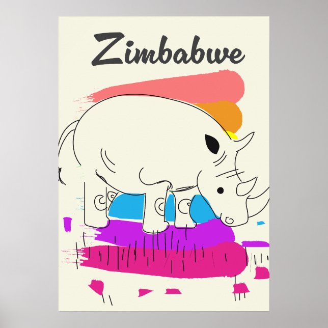 Poster logotipo retro viagem do Zimbábue (Frente)