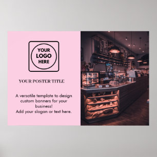Poster Logotipo Rosa Bege Marca Promocional Moderna