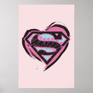 Poster Logotipo rosa da Supergirl no Coração