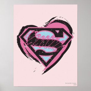 Poster Logotipo rosa da Supergirl no Coração