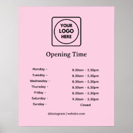 Poster Logotipo Rosa | Placa de Horário de Funcionamento 