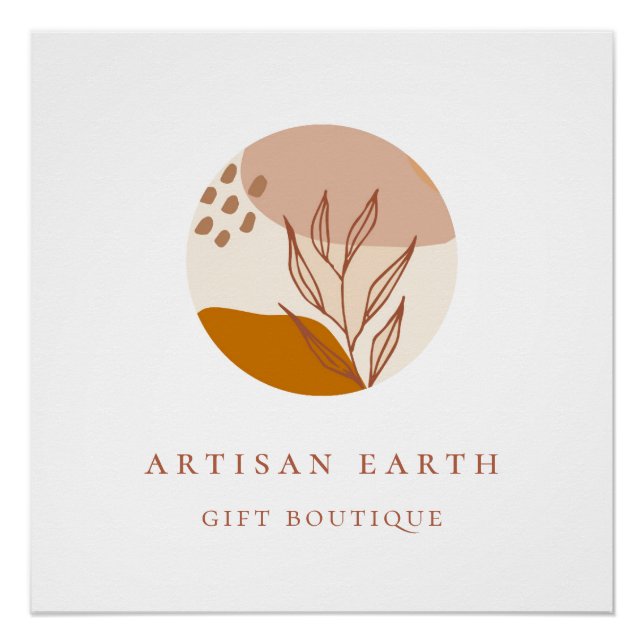 Póster Logotipo Rustic Artisan Earthy Abstrato (Frente)