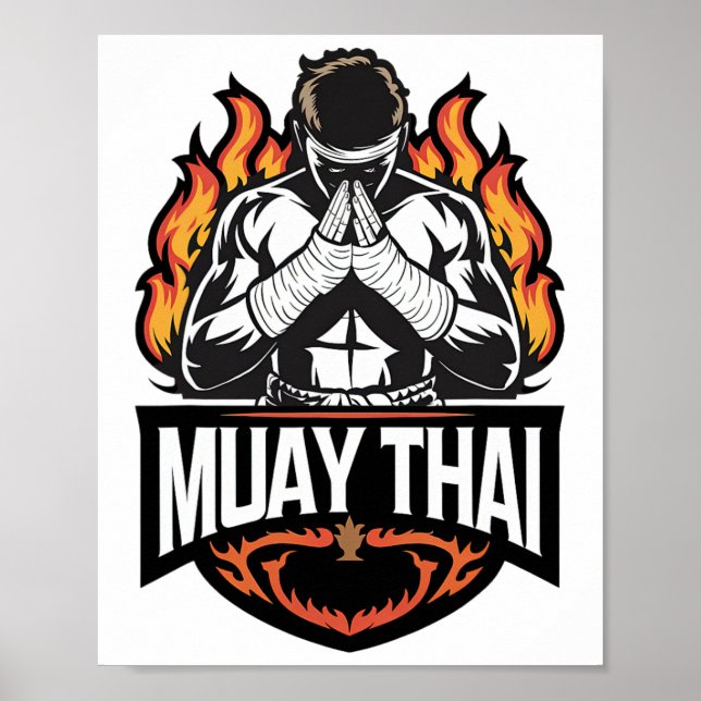 Poster Logotipo tailandês Muay - Luta de boxe tailandesa (Frente)