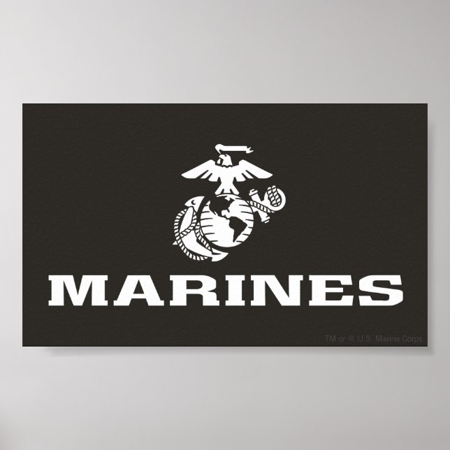 Póster Logotipo USMC empilhado - Branco (Frente)