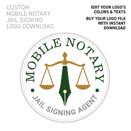 Poster Logotipo Verde Dourado de Notário Móvel Personaliz