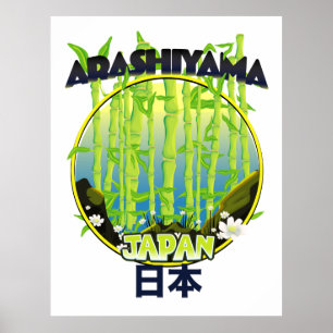 Poster Logotipo viagem do Arashiyama Japão