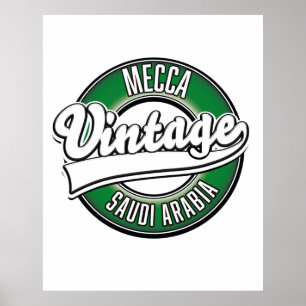 Poster Logótipo vintage da Mecca saudi arabia