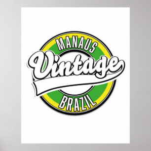 Poster logotipo vintage de Manaus Brasil