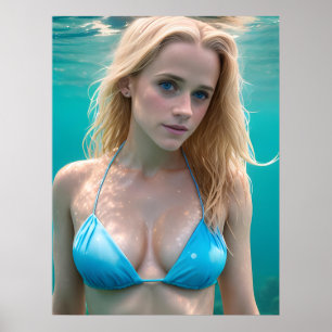 Poster Loira em uma fotografia submarina Bikini
