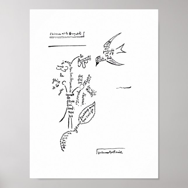 Poster L'oiseau et le buquê, por Apollinaire (Frente)