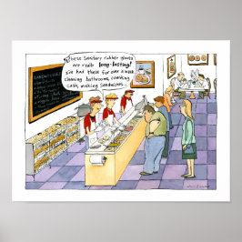 Poster Loja de Bagel de Desenho Animado