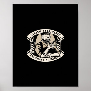 Poster loja de barbearia clássica fique fresco fique bon