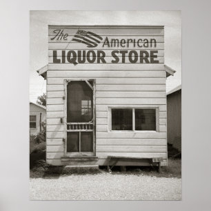 Póster Loja de Bebidas Americana, 1943. Foto Antiga