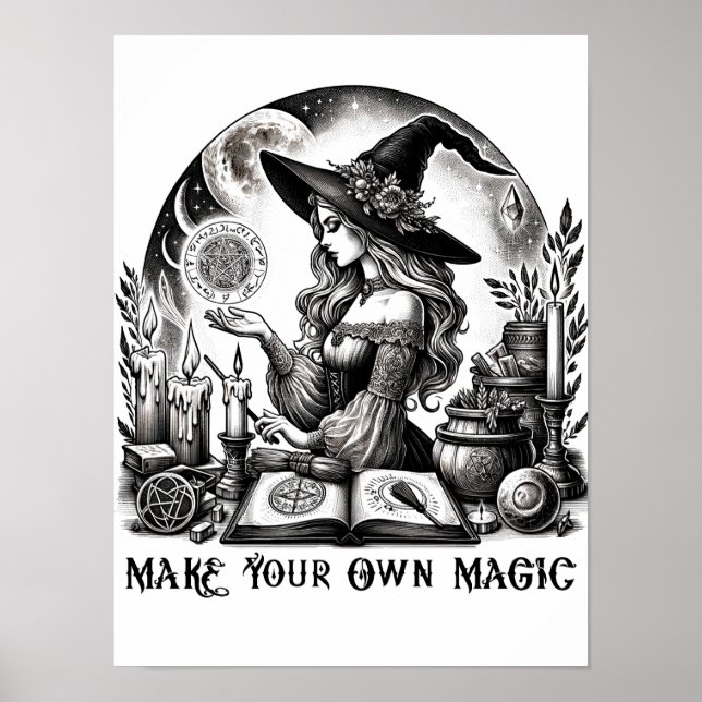 Poster Loja de Ervas Mágicas da Bruxa Bonita Faça Sua Pró (Frente)