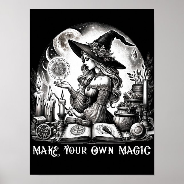 Poster Loja de Ervas Mágicas da Bruxa Bonita Faça Sua Pró (Frente)