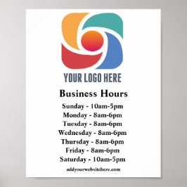 Poster Loja de Horas de Negócios do Logotipo Personalizad