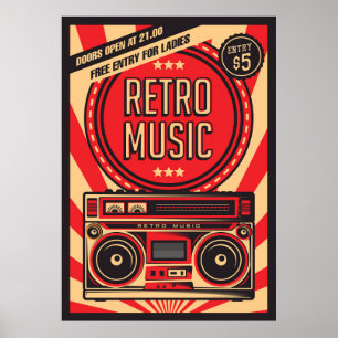 Poster loja de música legal retro vintage