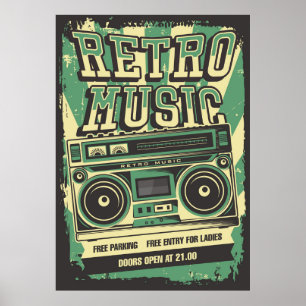 Poster loja de música legal retro vintage