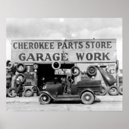 Póster Loja de Peças Cherokee, 1936. Foto Antiga