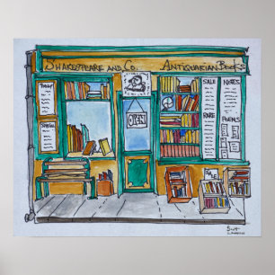 Póster Loja Shakespeare & Co Seine, Paris