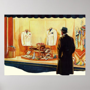 Póster Loja Vintage Business Retail, Compro Man Window